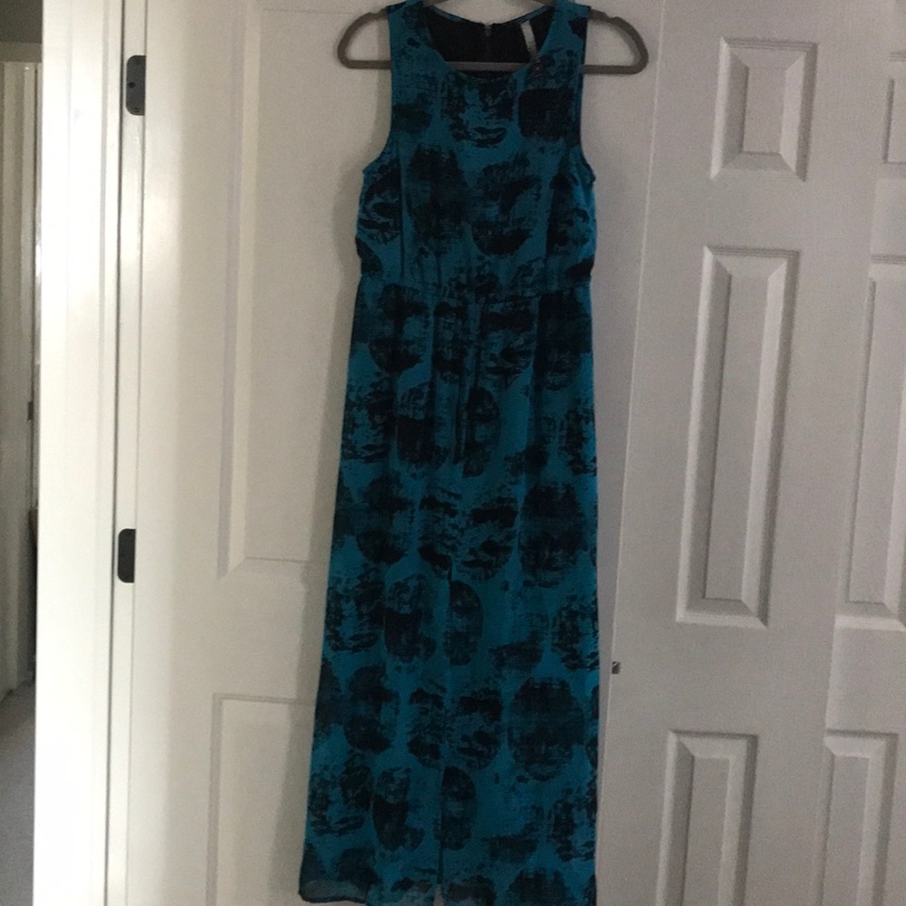 Blue and black max dress with shorts underneath!